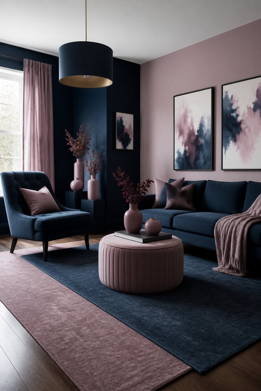 deep blue mauve minimalism