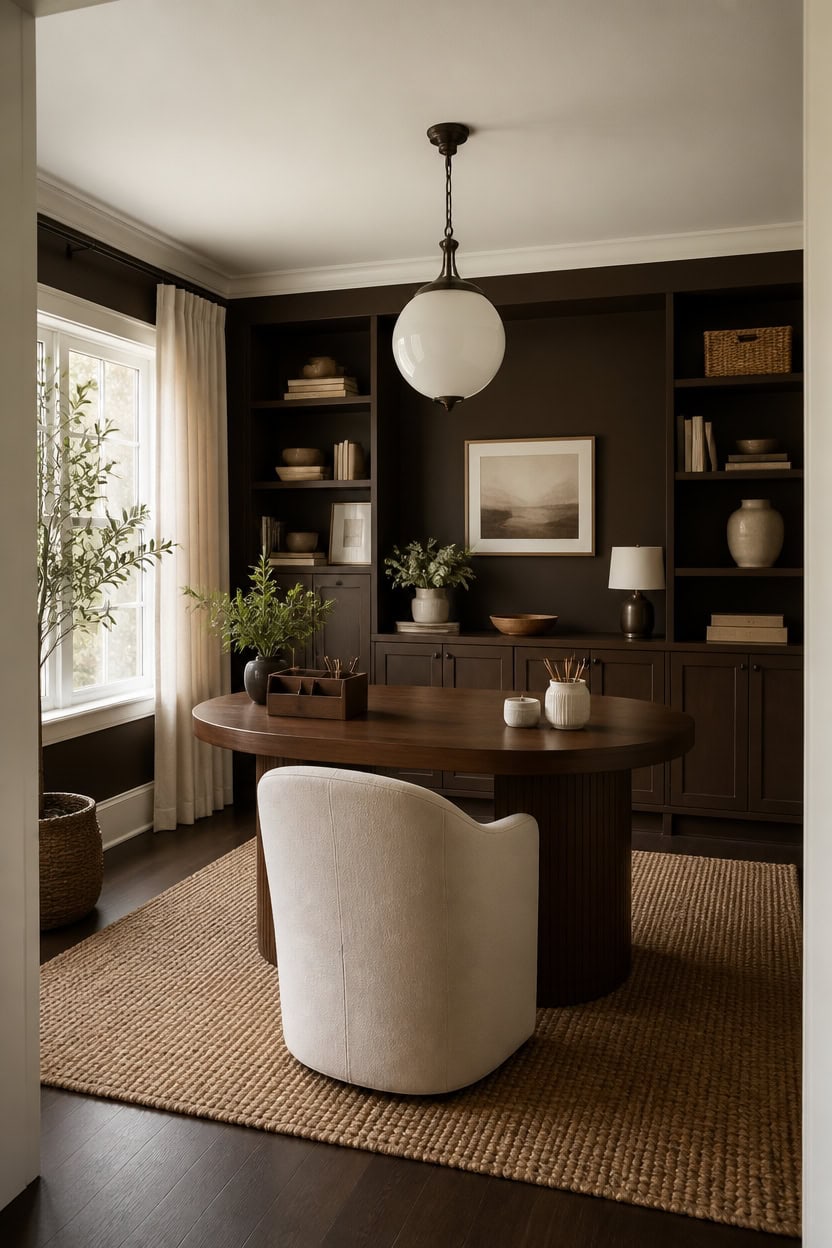 deep brown anchored workspace