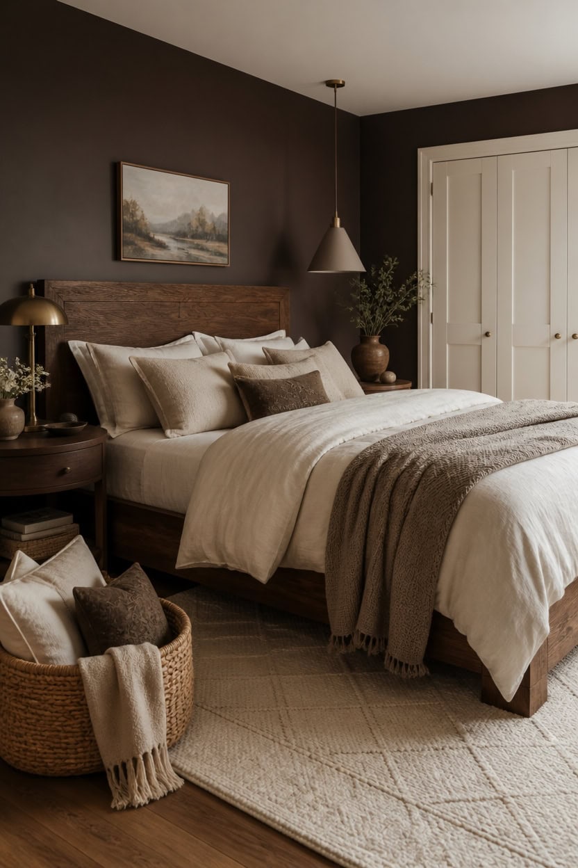deep brown cream accents