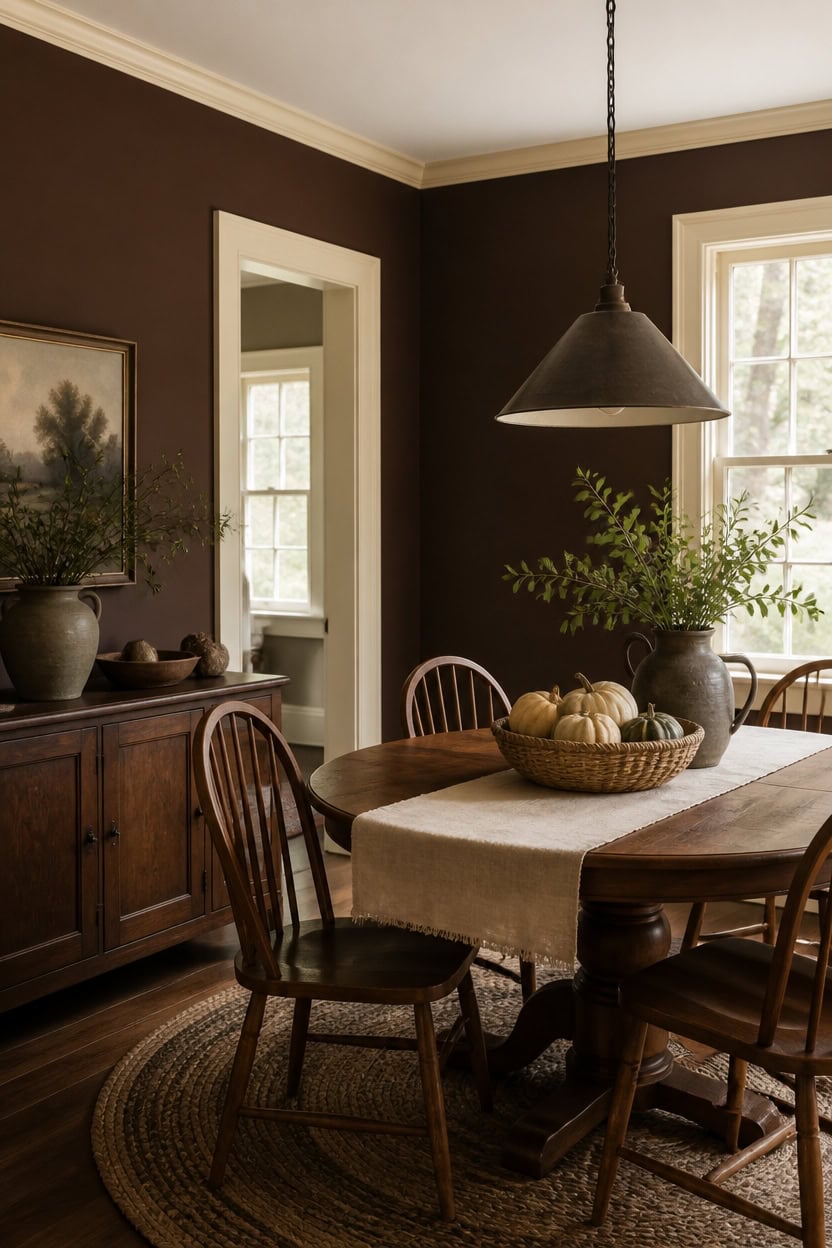 deep brown walls crisp trim