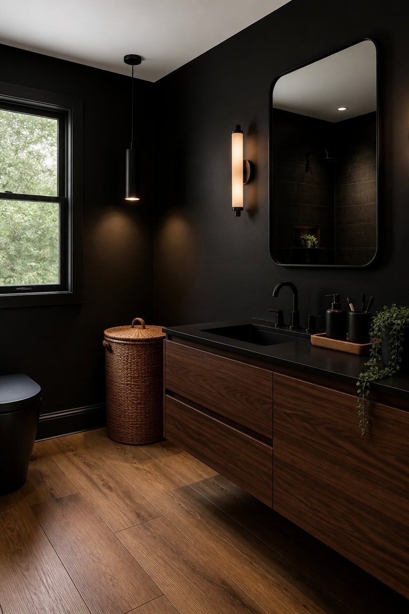 deep matte blacks textured warmth