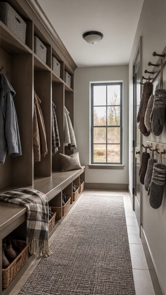 Gray and Brown Mudrooms That Handle Monday Without Showing It