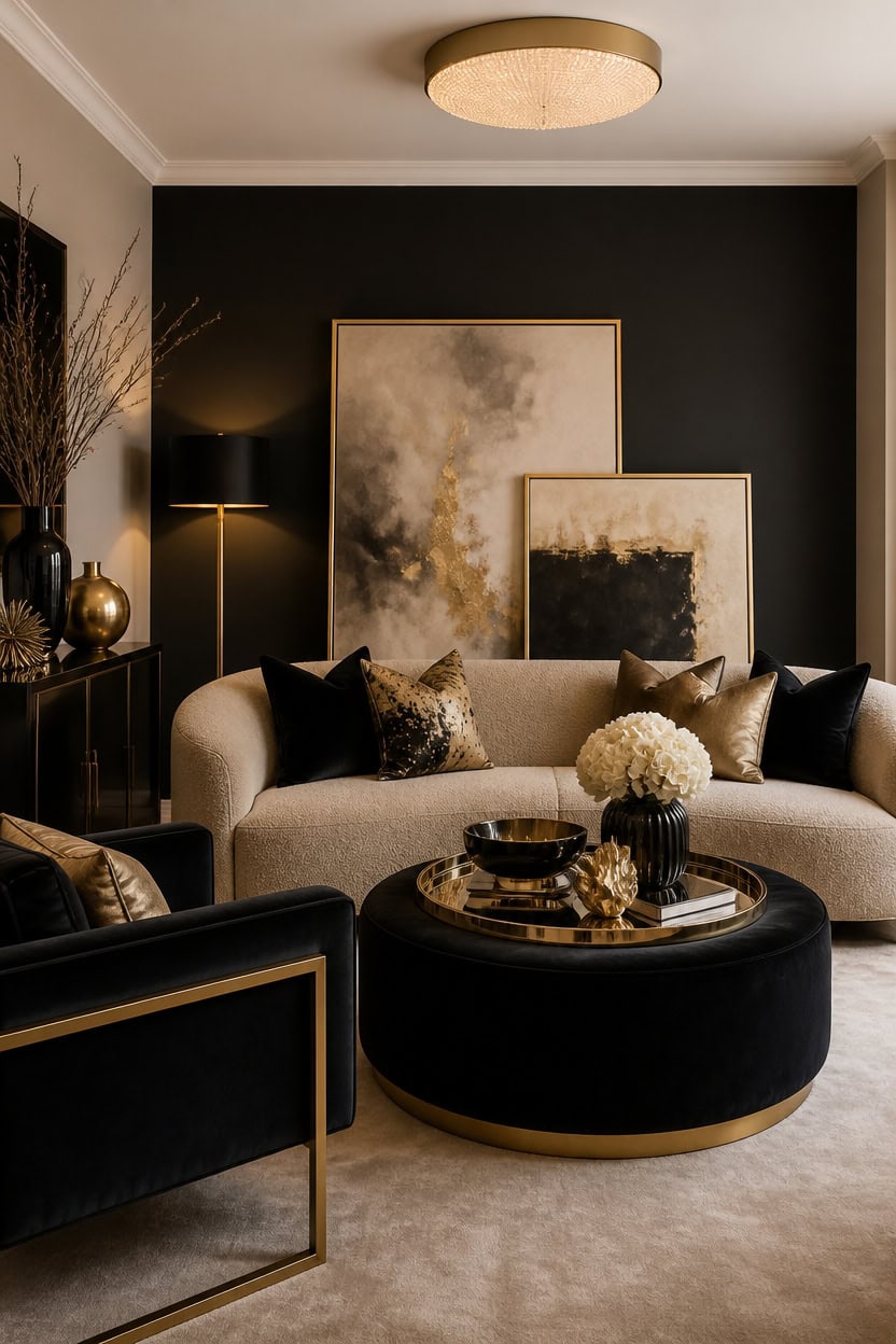 glam beige and black drama