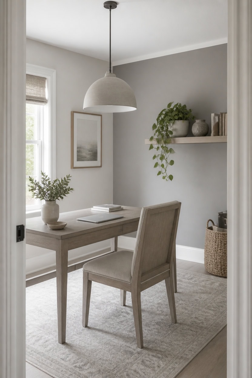 gray accented airy office corner