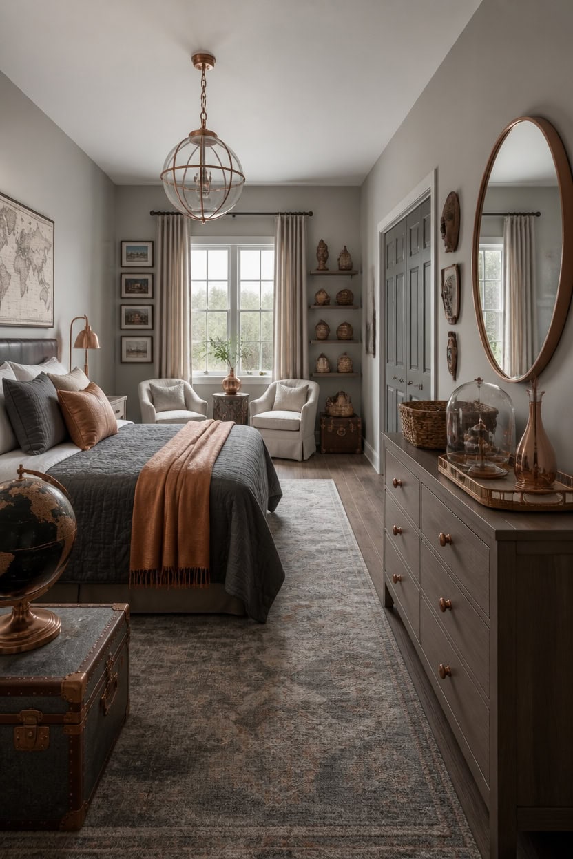 gray and copper keepsake display