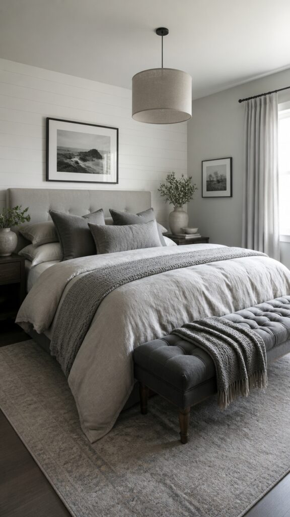Gray and White Bedroom for Women Who Made the Decision and Slept Well