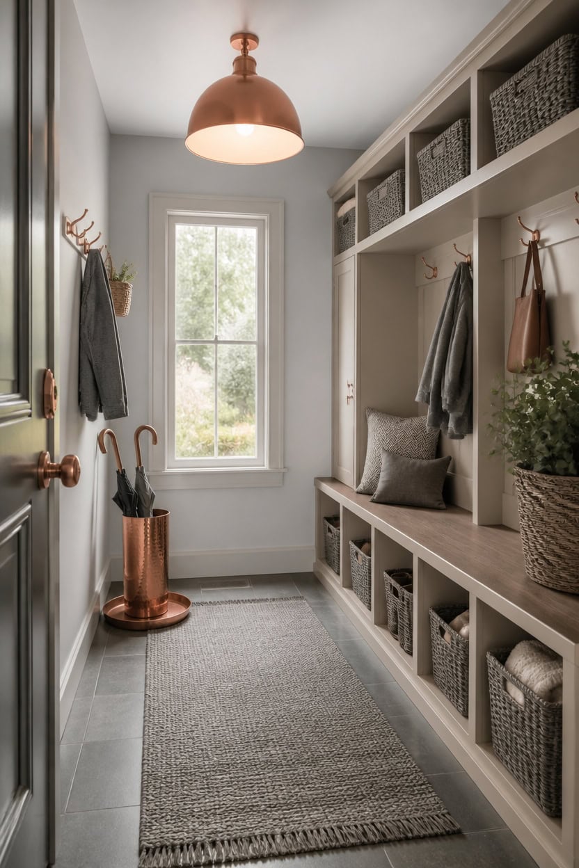 gray backdrop copper accents