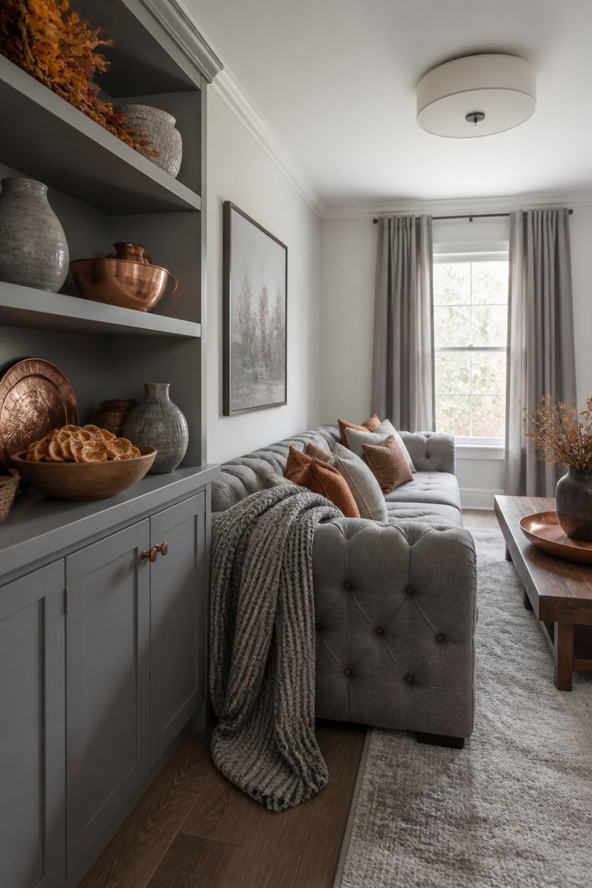 gray backdrop copper accents