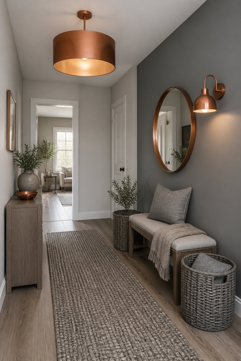gray backdrop copper warmth