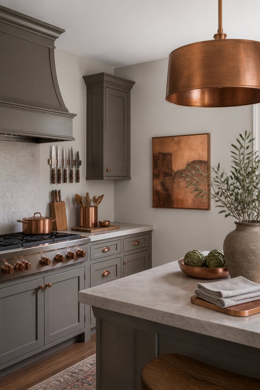 gray foundation copper accents