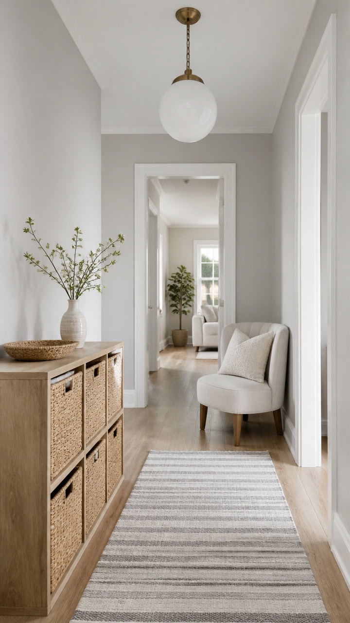 gray hallway leads inward