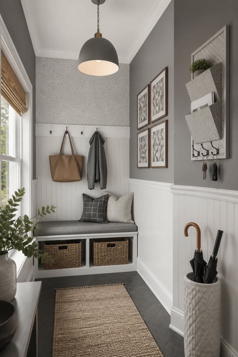 gray pinstripe airy paneled