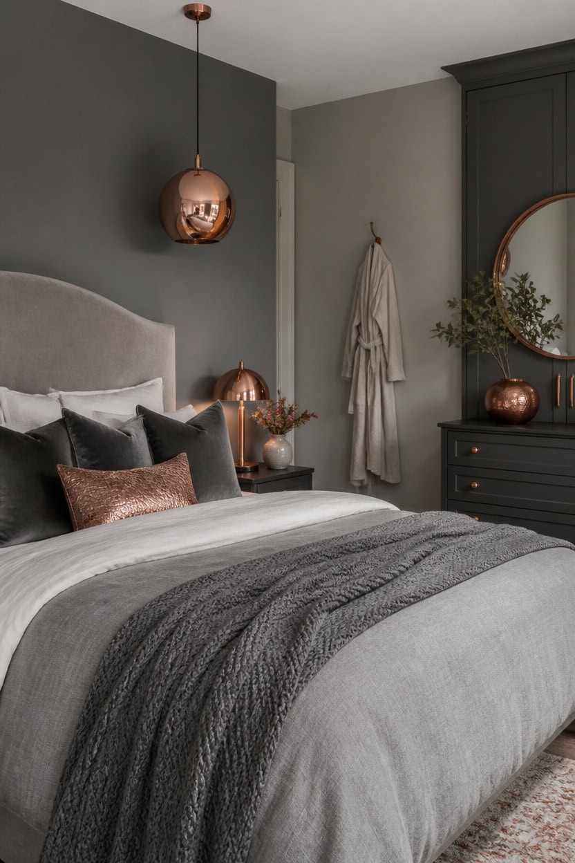 gray serenity with copper accents