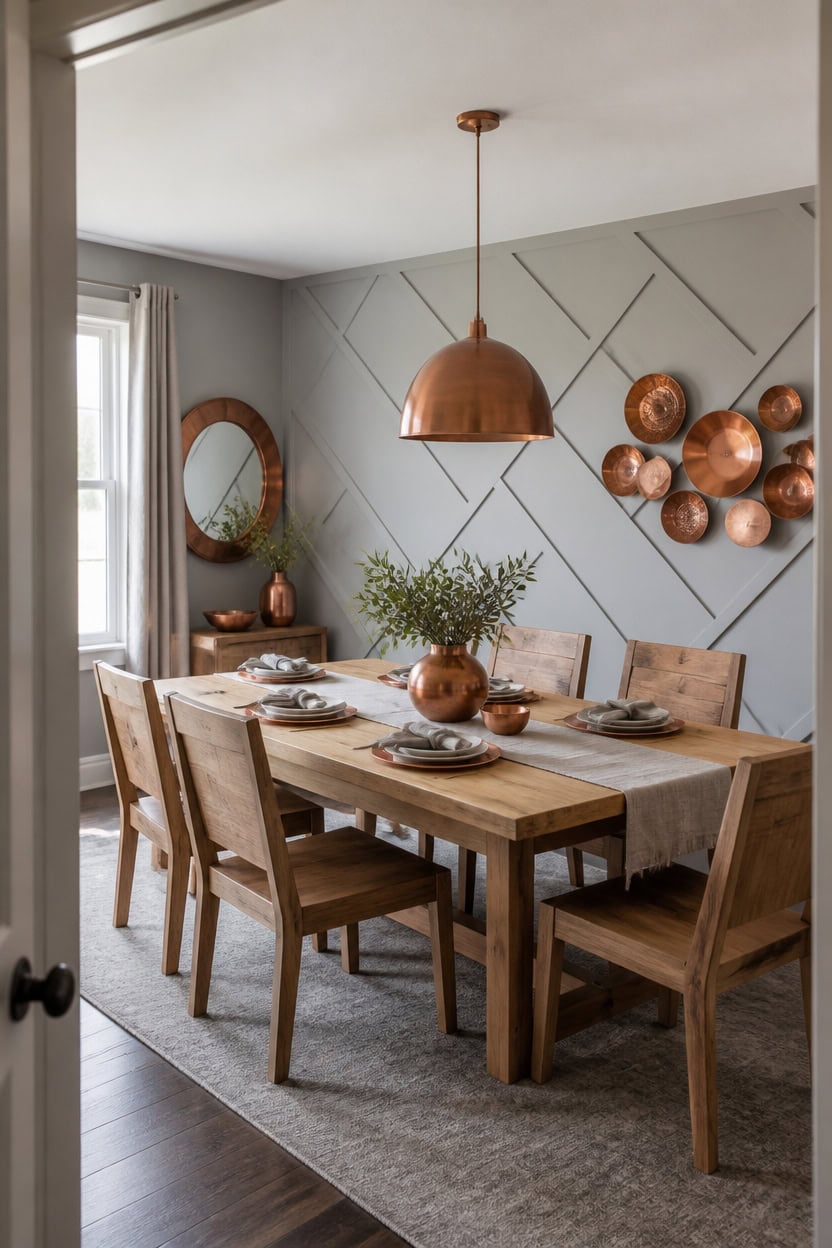 gray walls copper accents