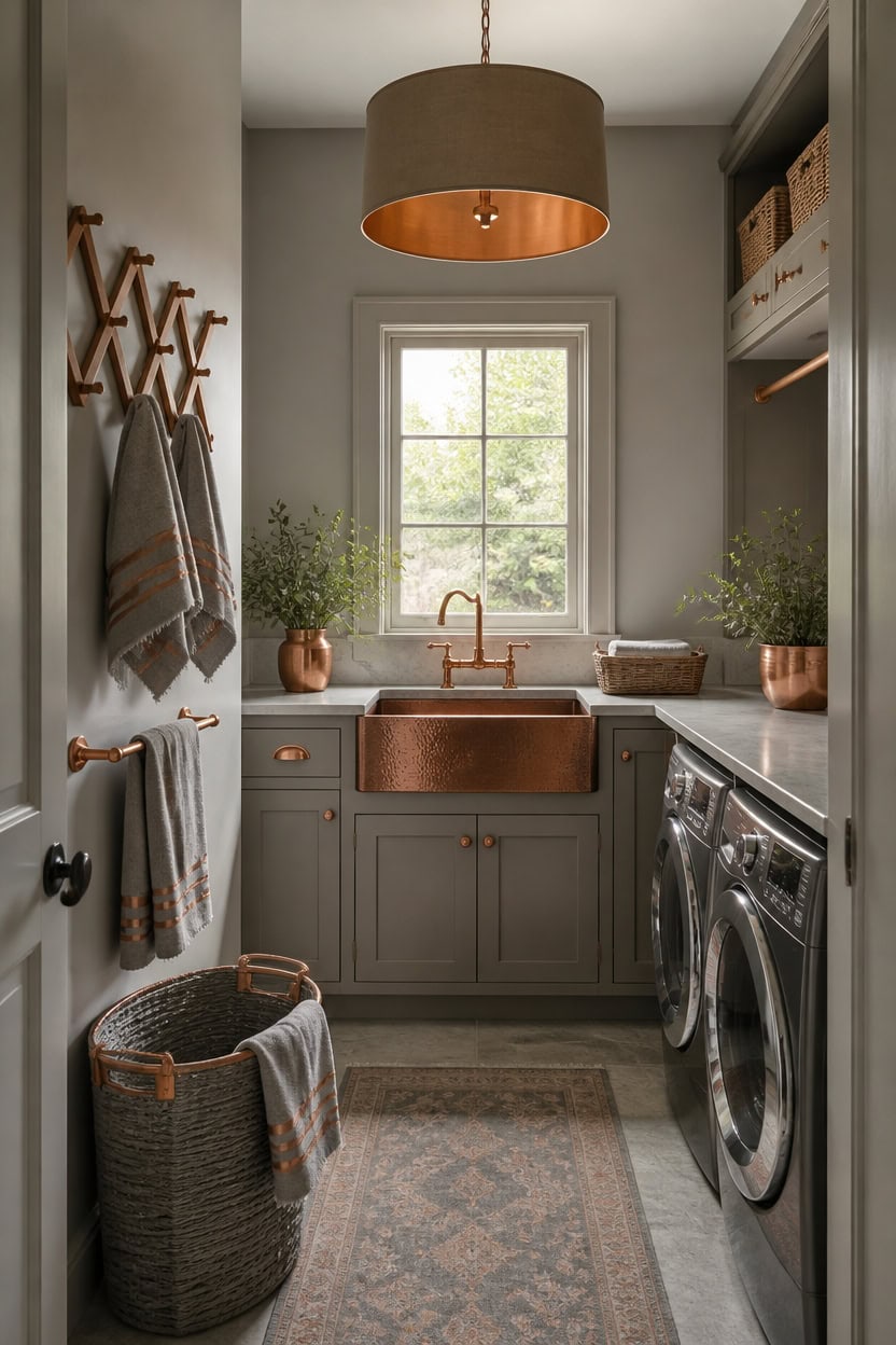 hammered copper laundry elegance