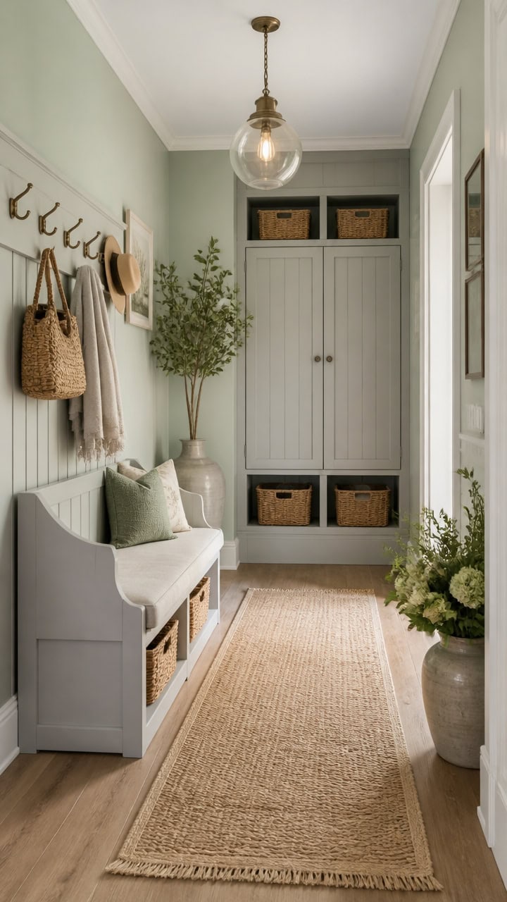 hesitant women in green gray