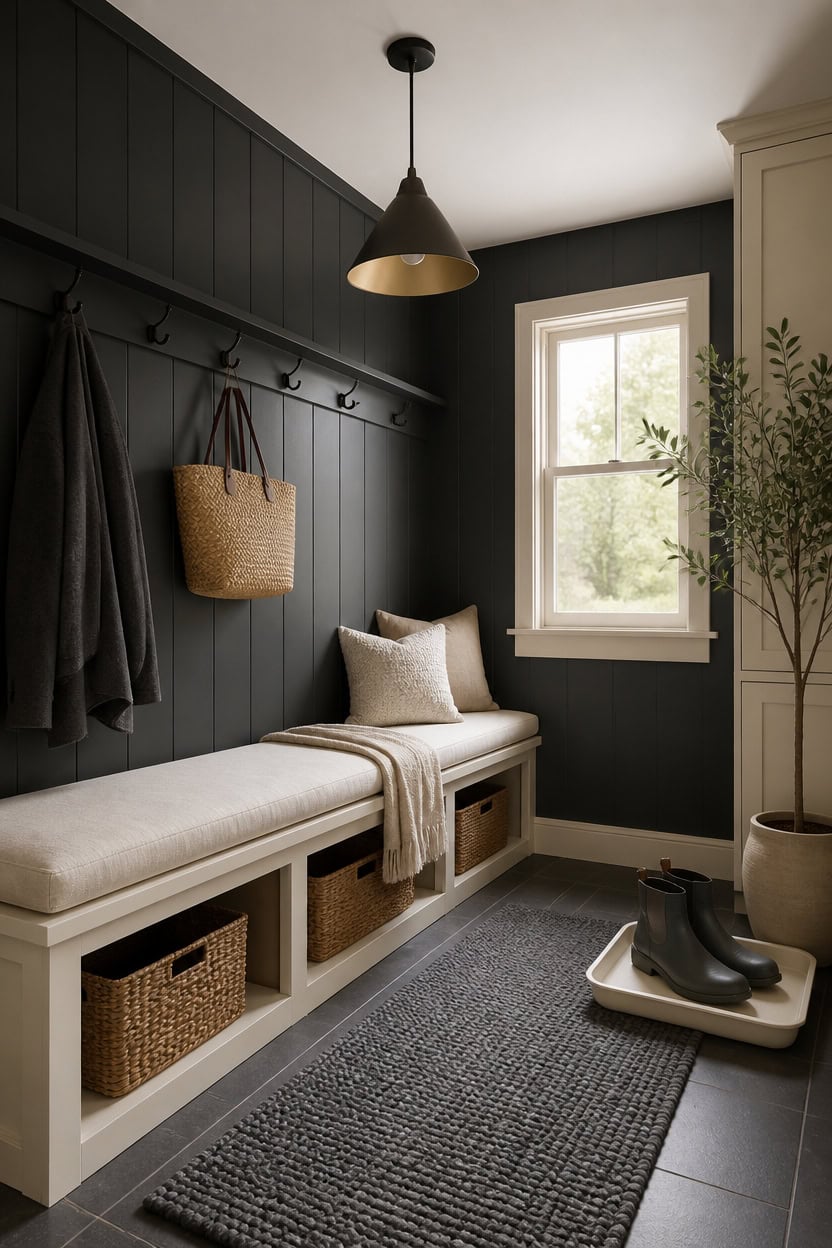 inviting mudroom bench vignette