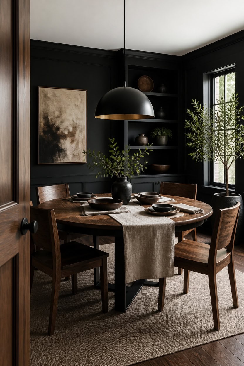 jet black framed wood centerpiece