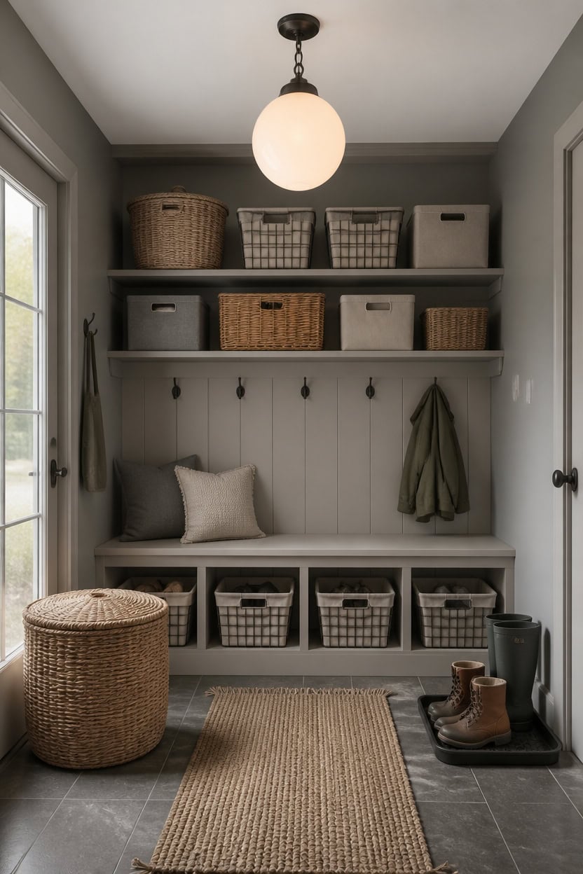 labeled bins gray accents