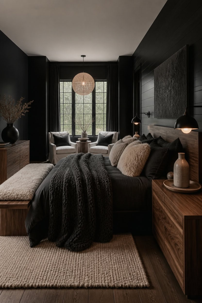 layered blacks with soft textures