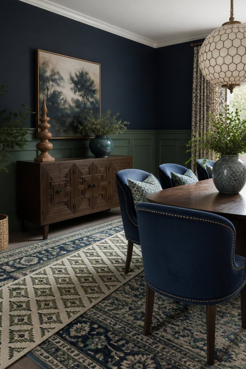 layered blue green patterned sanctuary