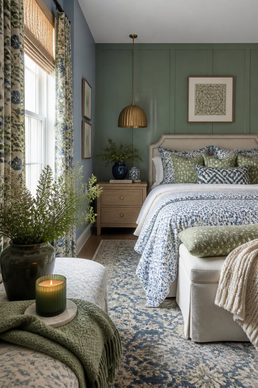 layered blue green patterned sanctuary
