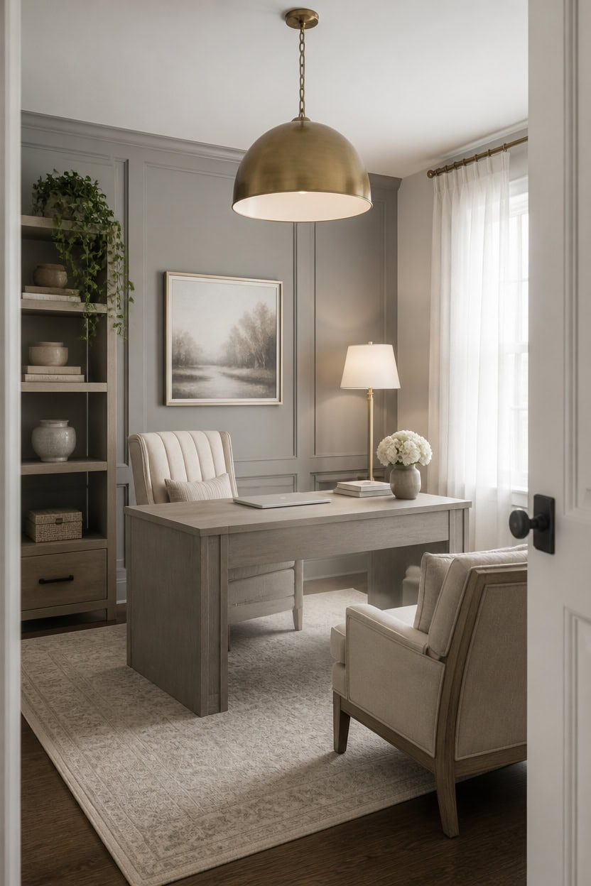 layered calm workspace lighting