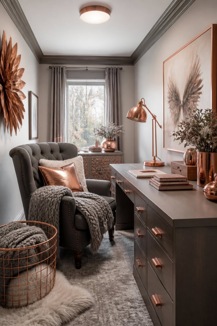 layered grays with copper accents