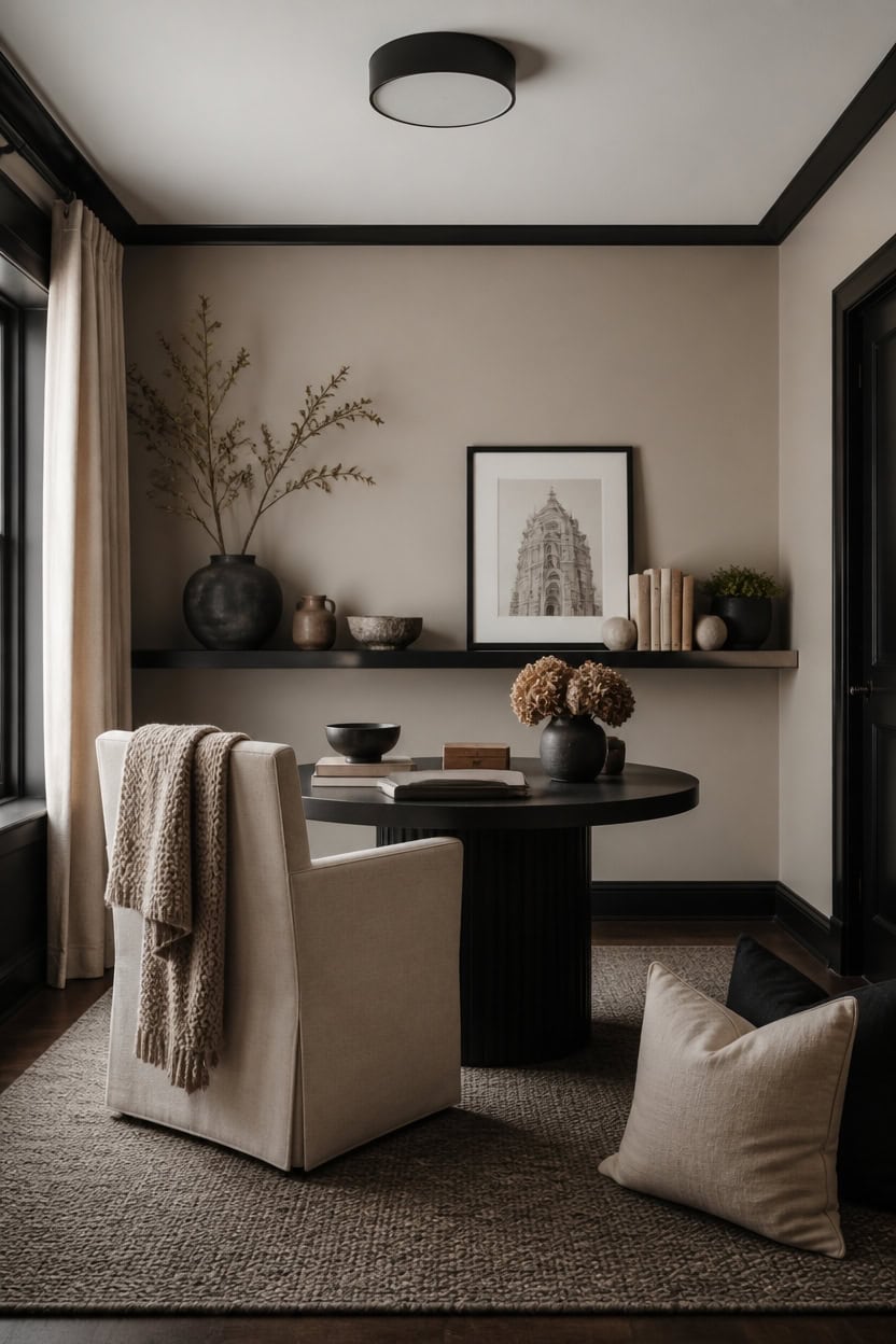 layered greige and black textures