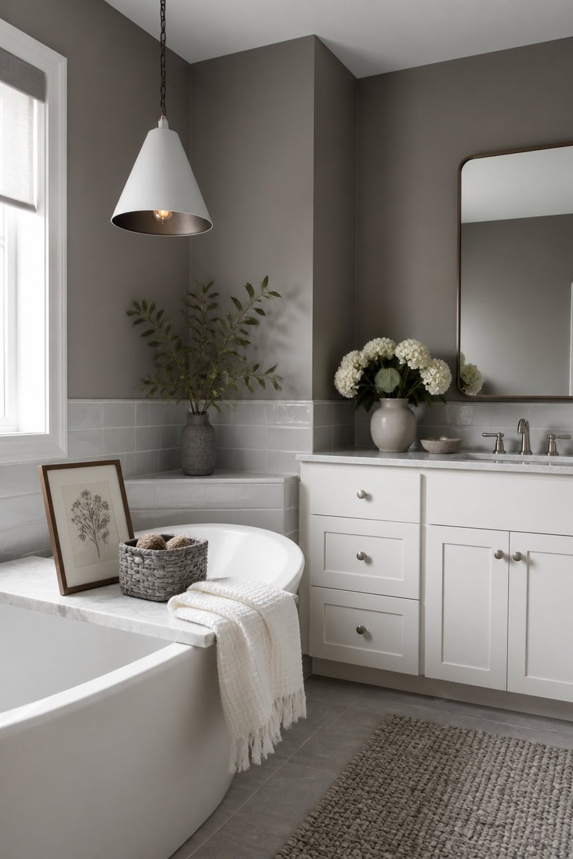 layered matte to gloss bathroom textures