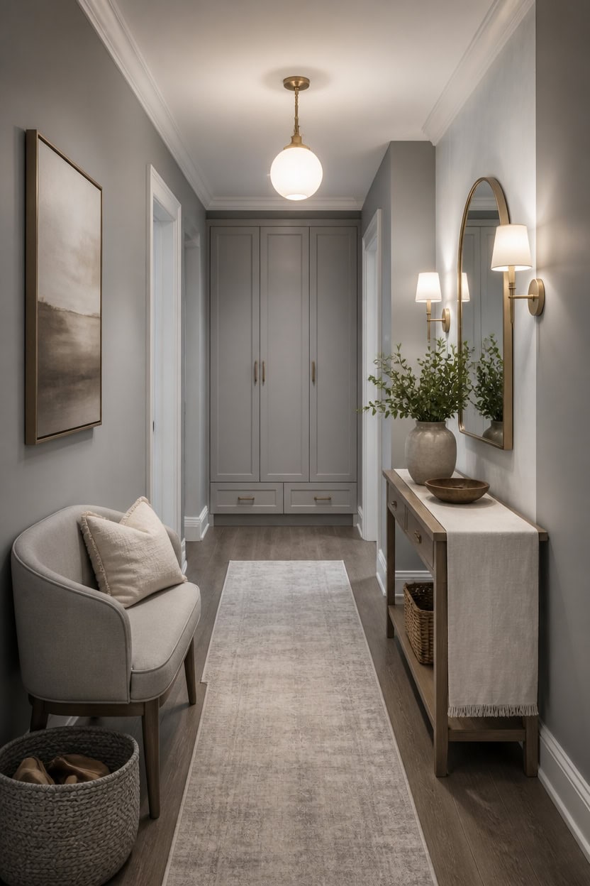 layered warm gray entryway lighting