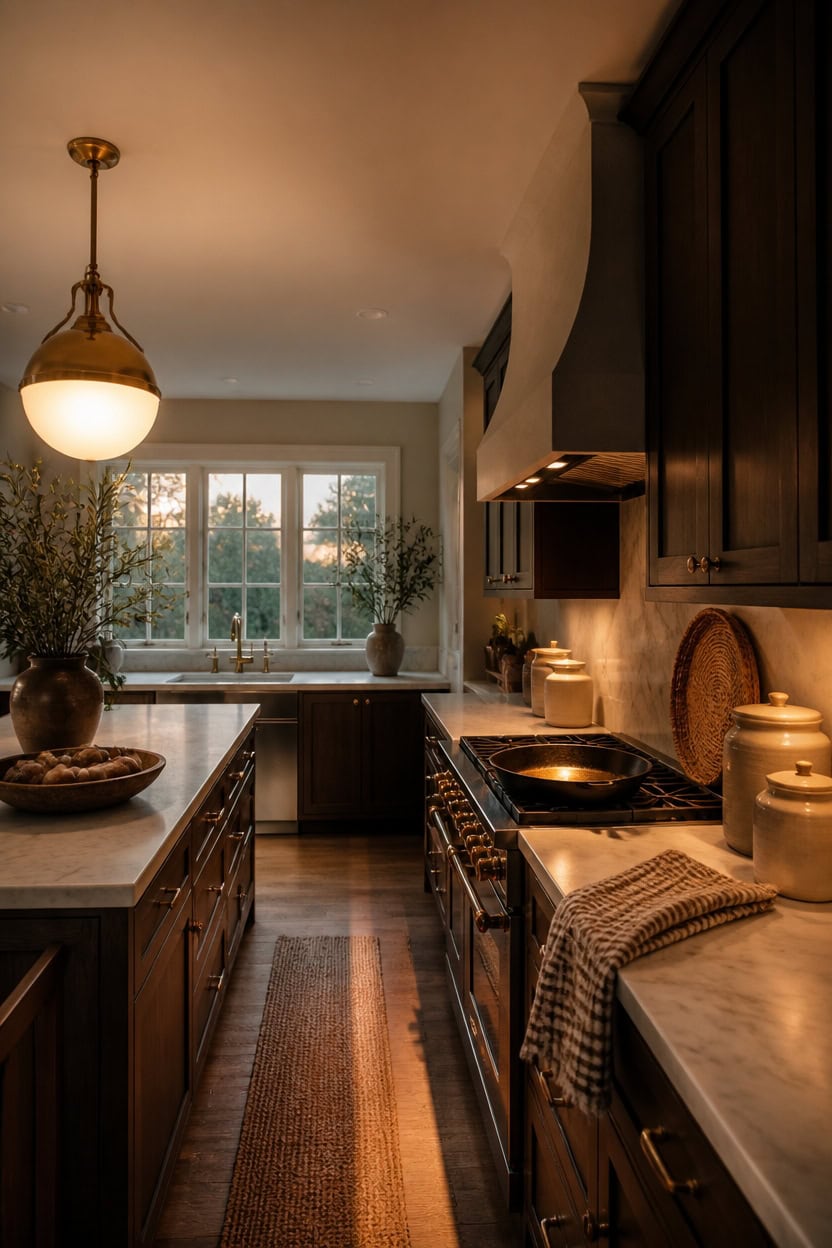 layered warm lighting cream walls