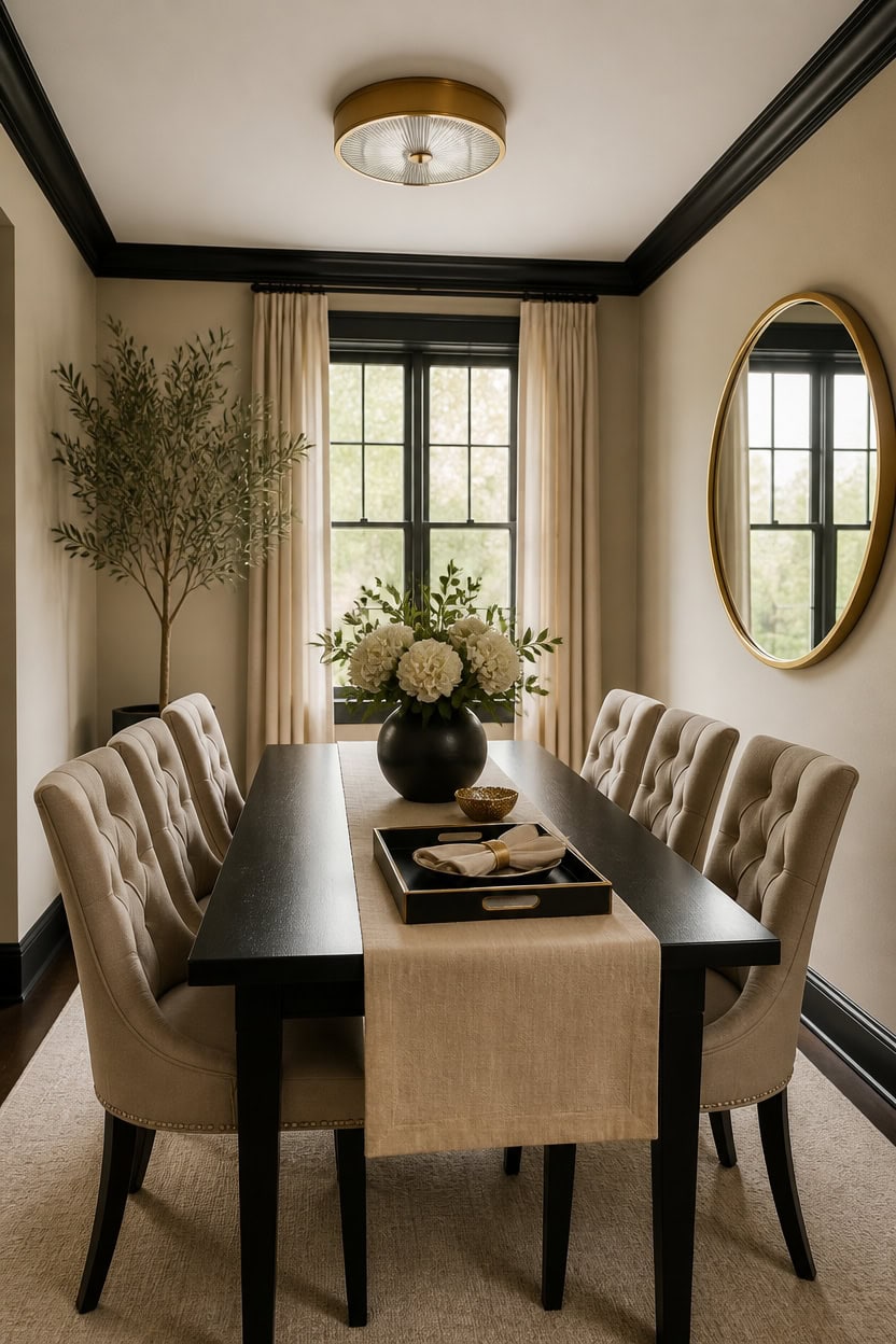 light beige walls black trim