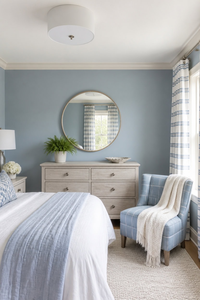 light blue airy bedroom decor