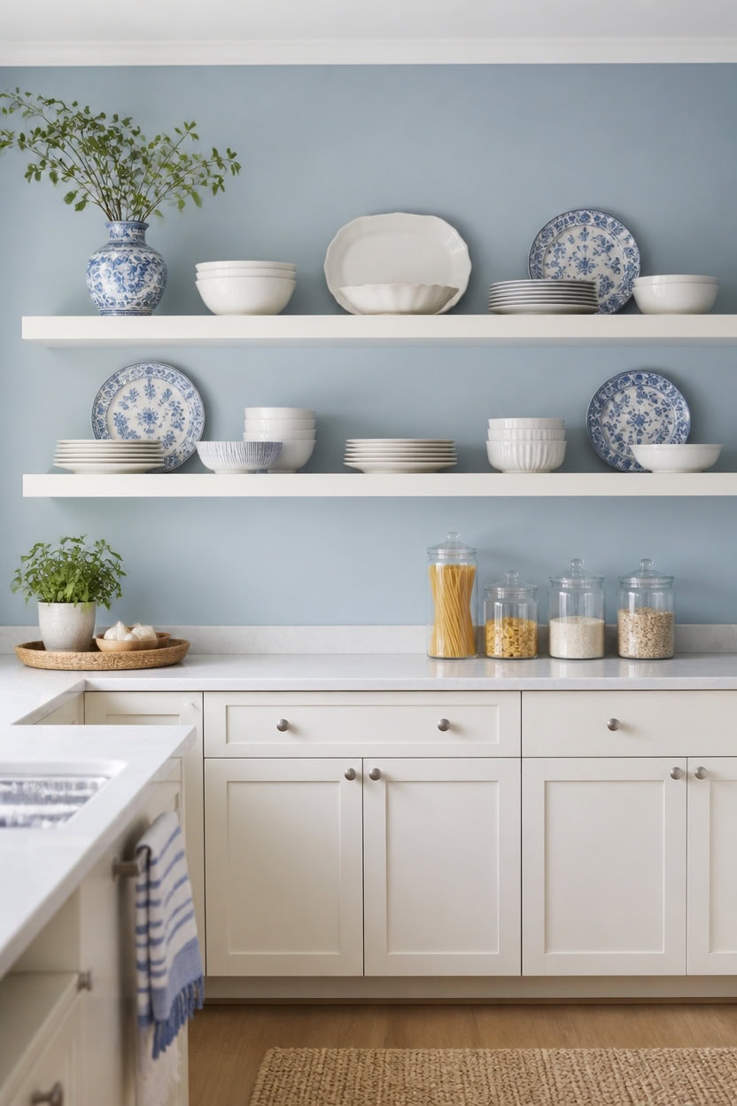light blue backdrop curated whiteware