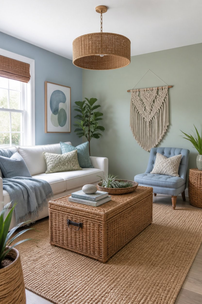 light blue green textured accents