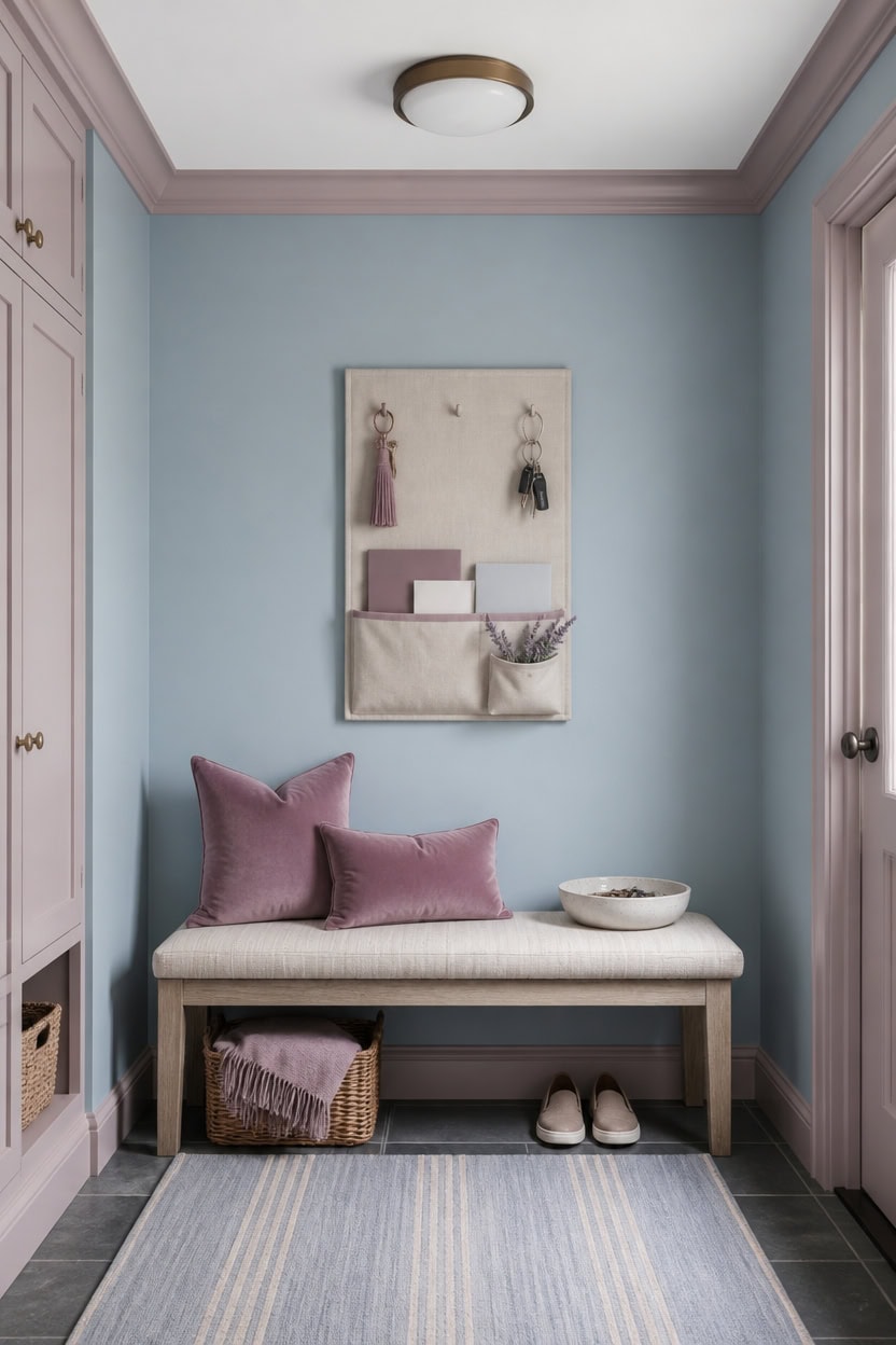 light blue mauve entryway calm