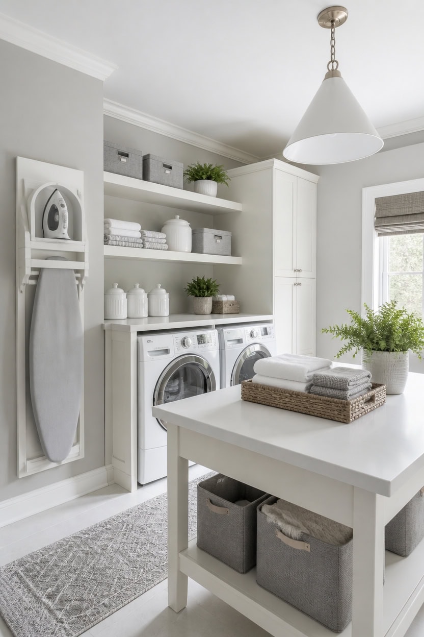 light gray accent ironing station