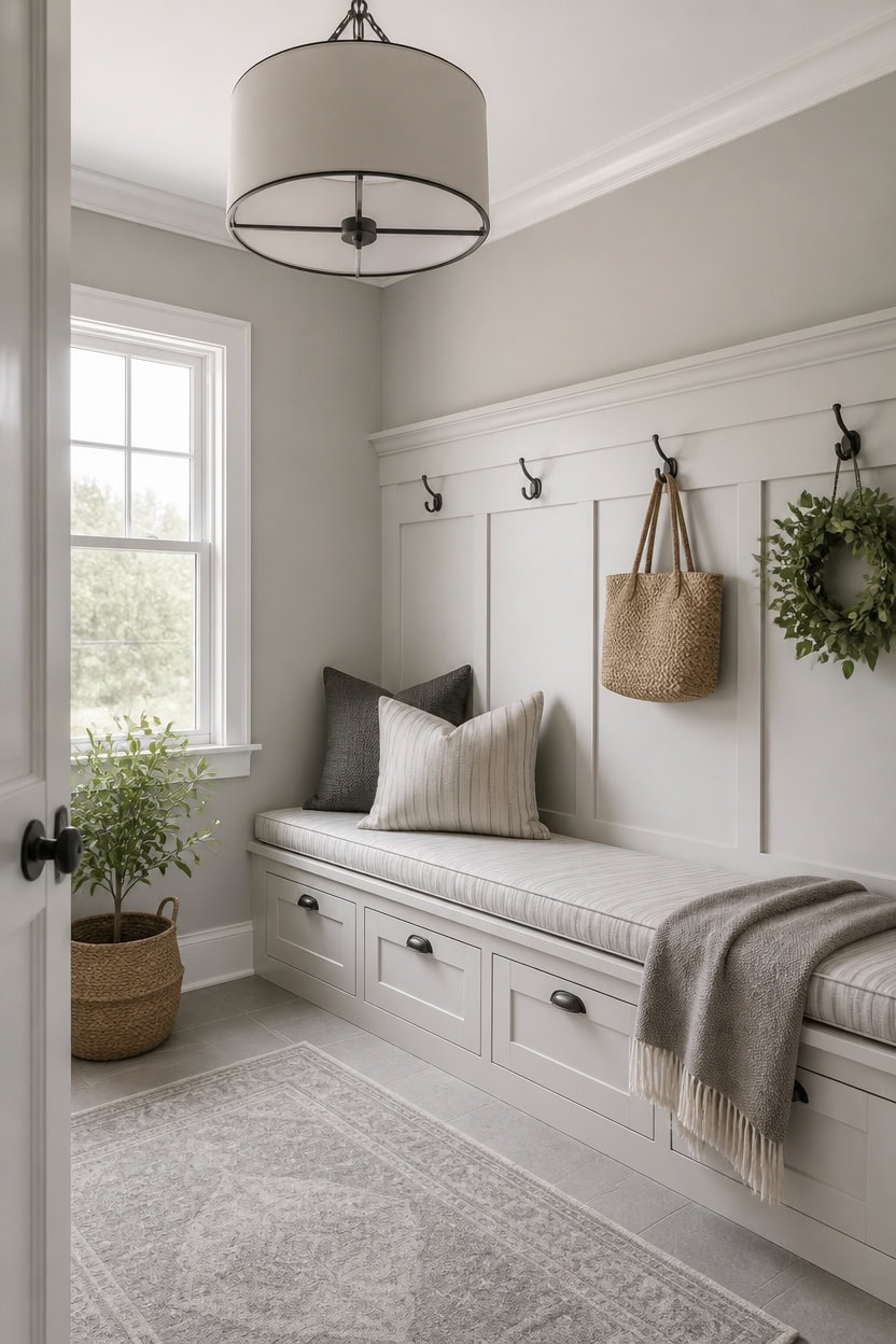 light gray built in bench vignette