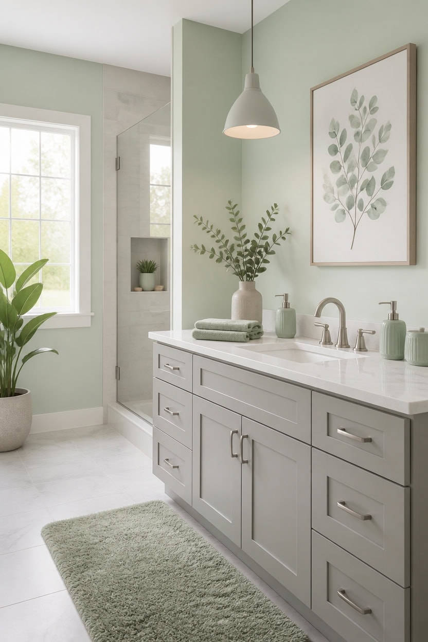 light green and gray bathroom