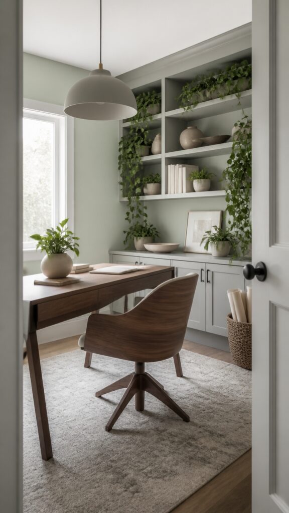 Light Green and Gray Home Office for the Woman Who Plants Things While She Thinks