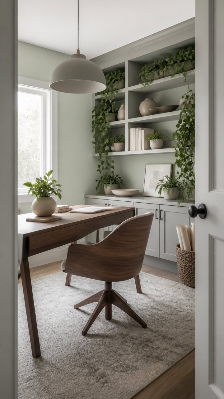 light green gray planting workspace