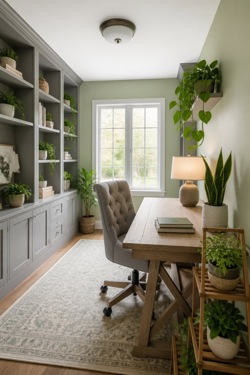 low light desk plant styling