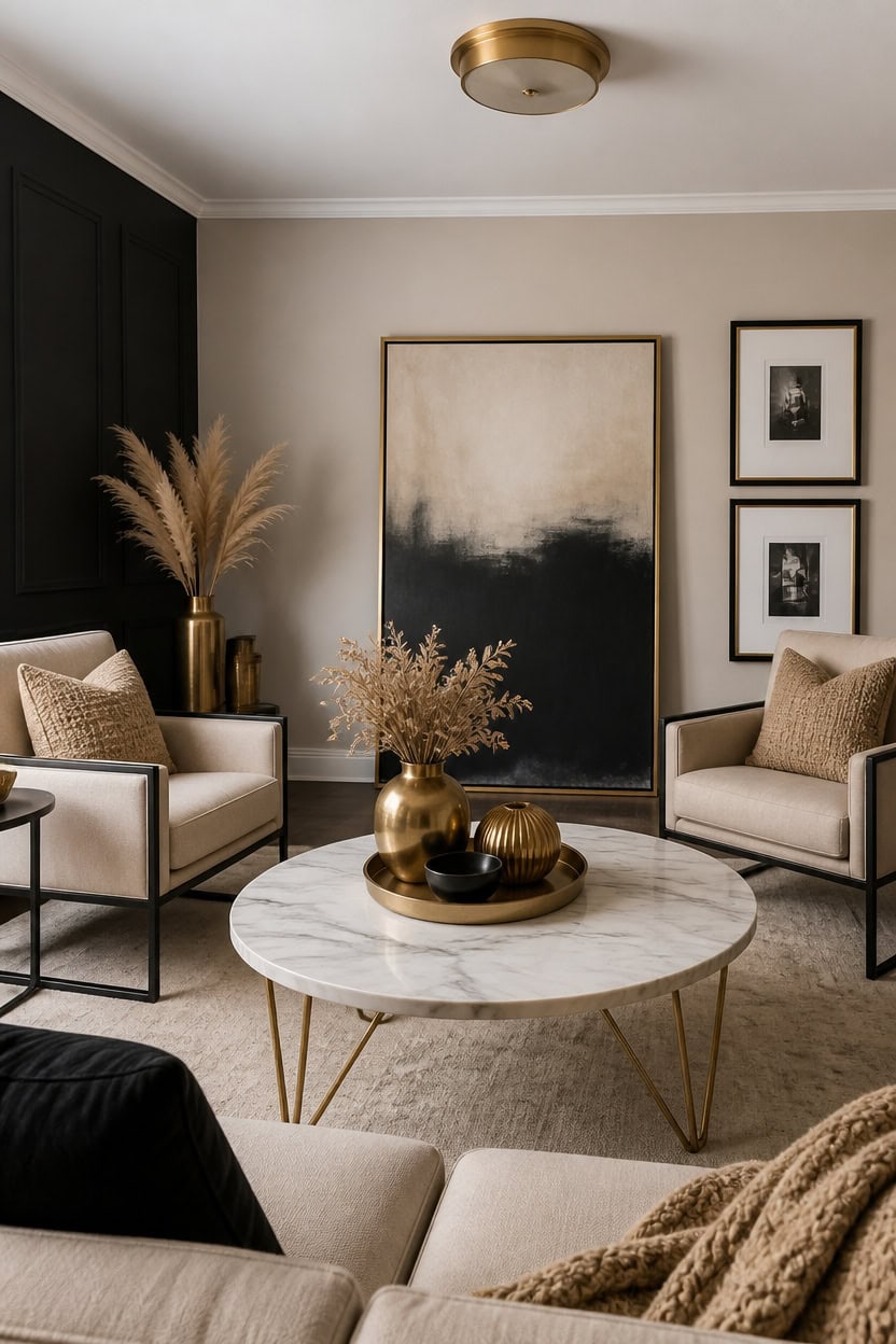 marble centerpiece with gold