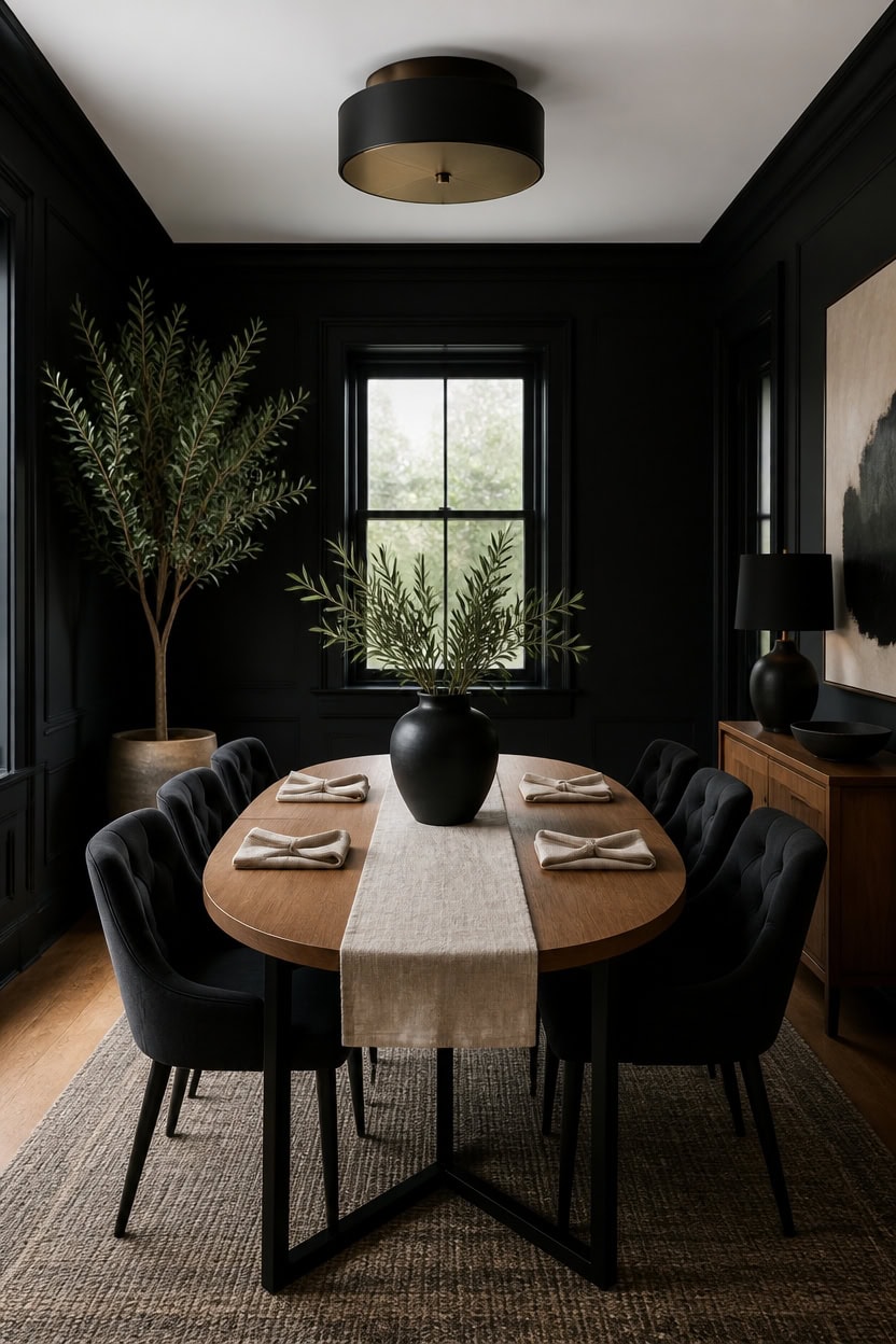 matte black dining vignette