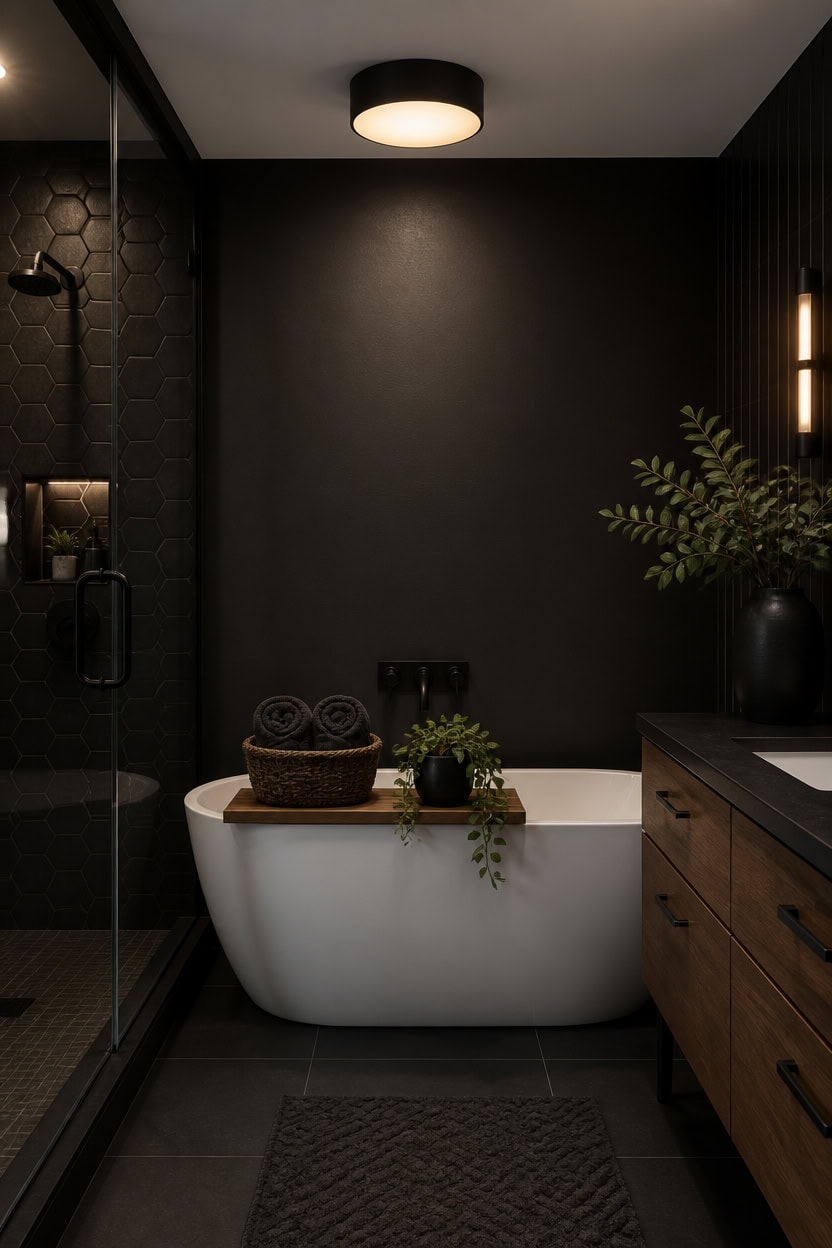 matte black warm wood