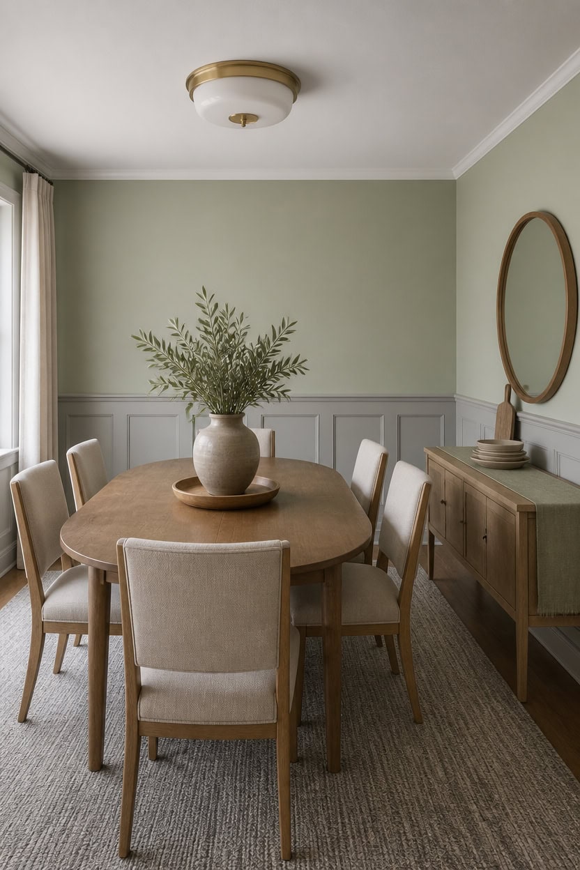 matte walls satin wainscoting contrast