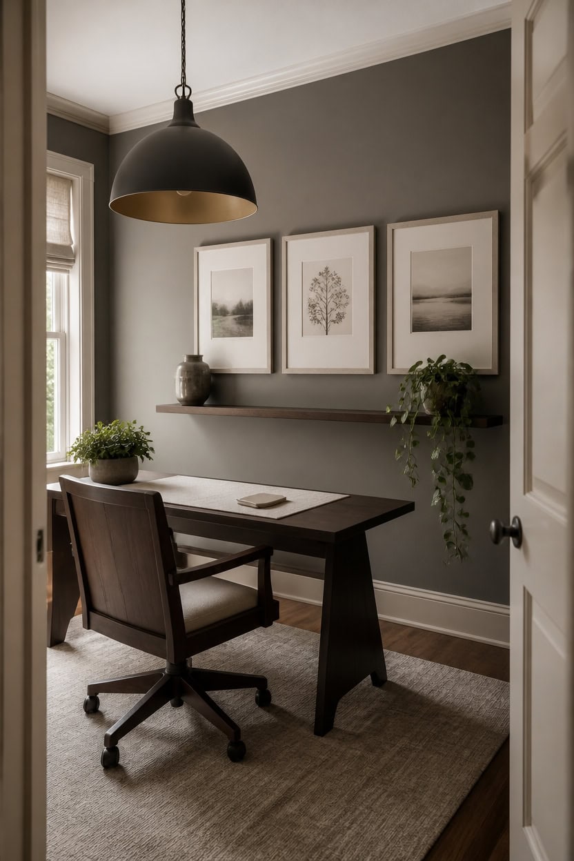 mid gray walls cream accents