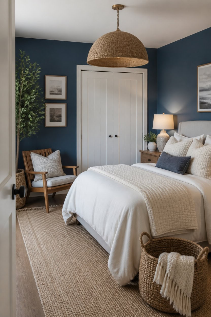 mid tone blue warm accents
