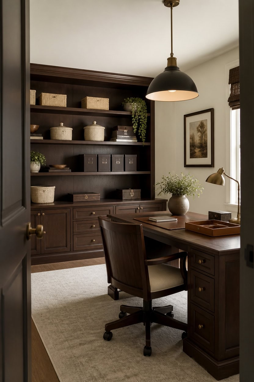 mink shelves cream walls